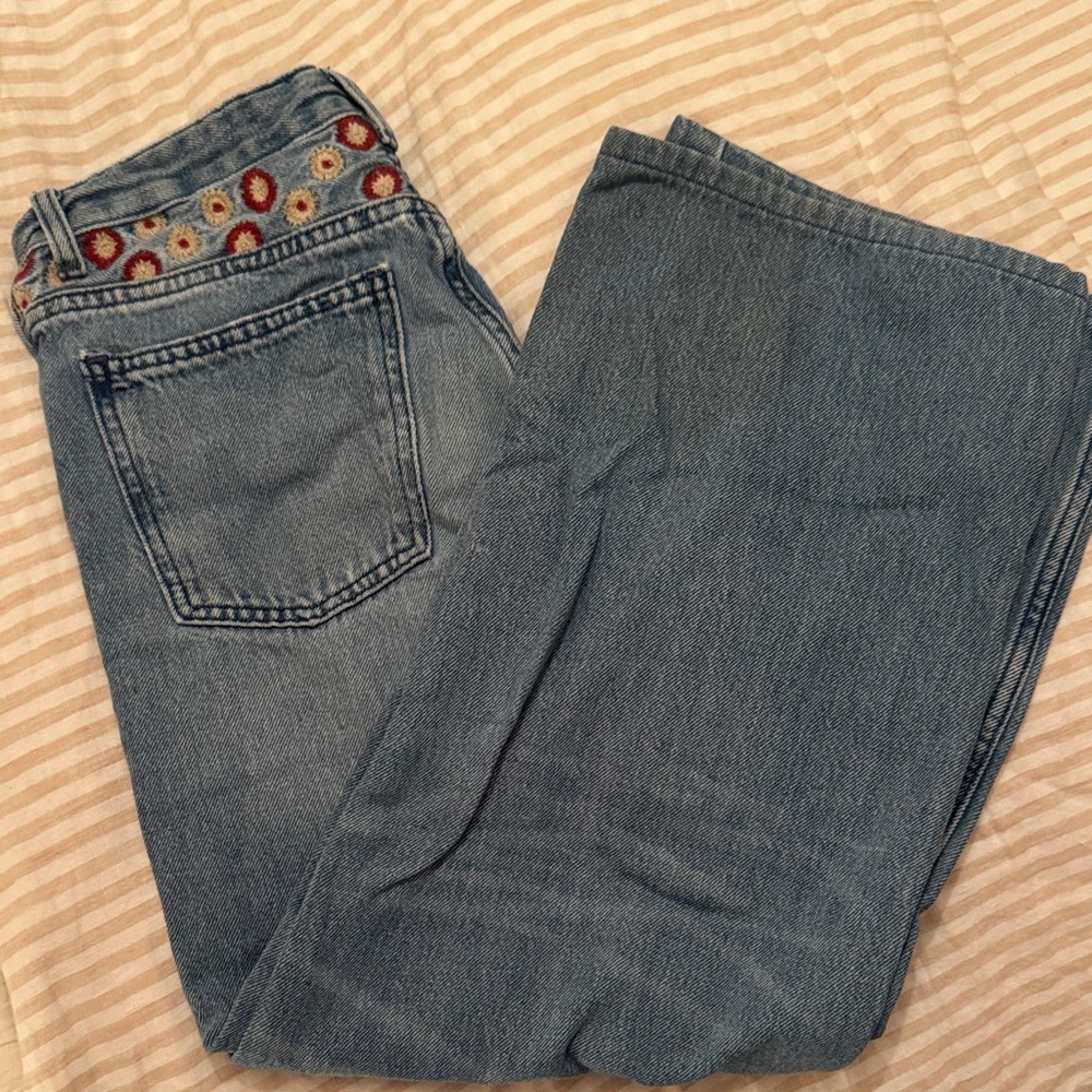 Zara Kids- Blue Jeans with Red Embroidery
